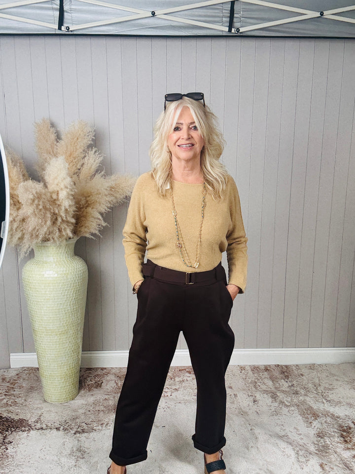 Bella Belted Magic Trousers Brown