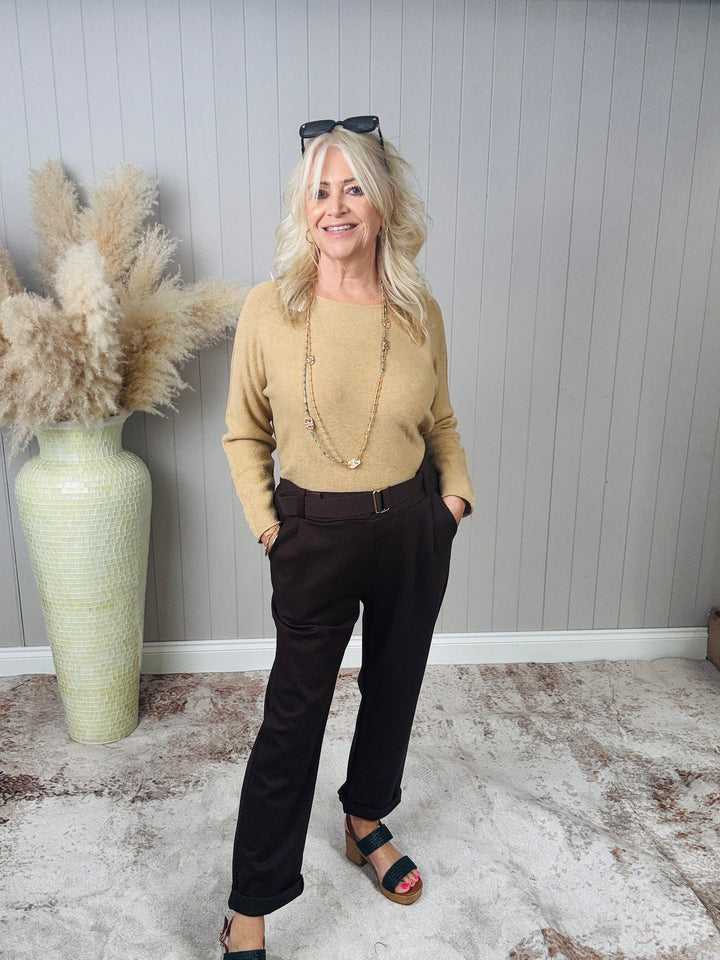 Bella Belted Magic Trousers Brown