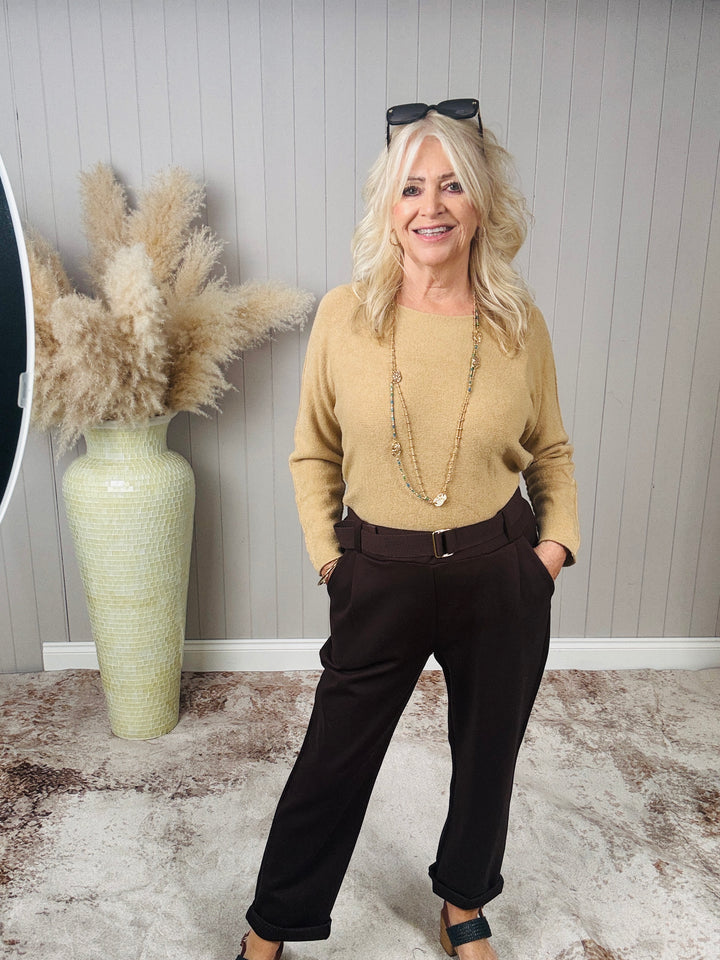 Bella Belted Magic Trousers Brown
