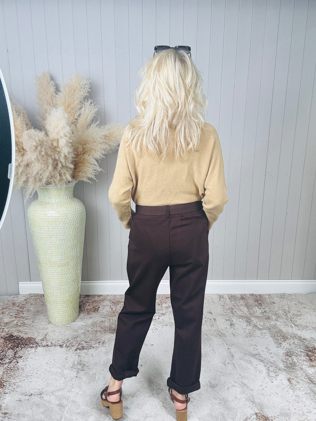 Bella Belted Magic Trousers Brown
