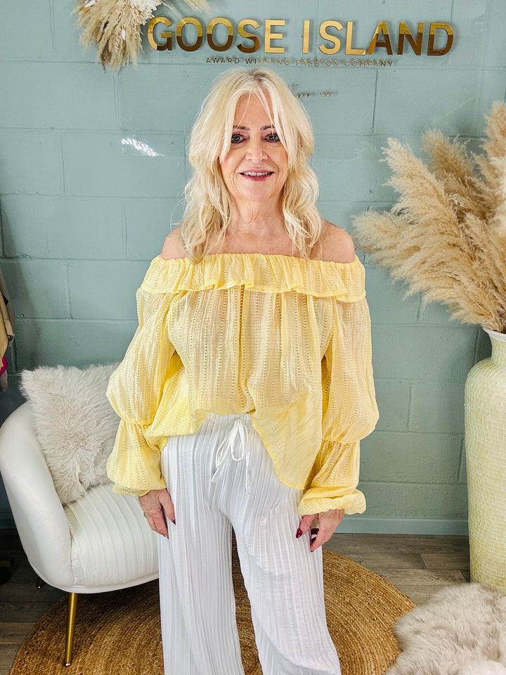 Ersilia Bardot Top Lemon