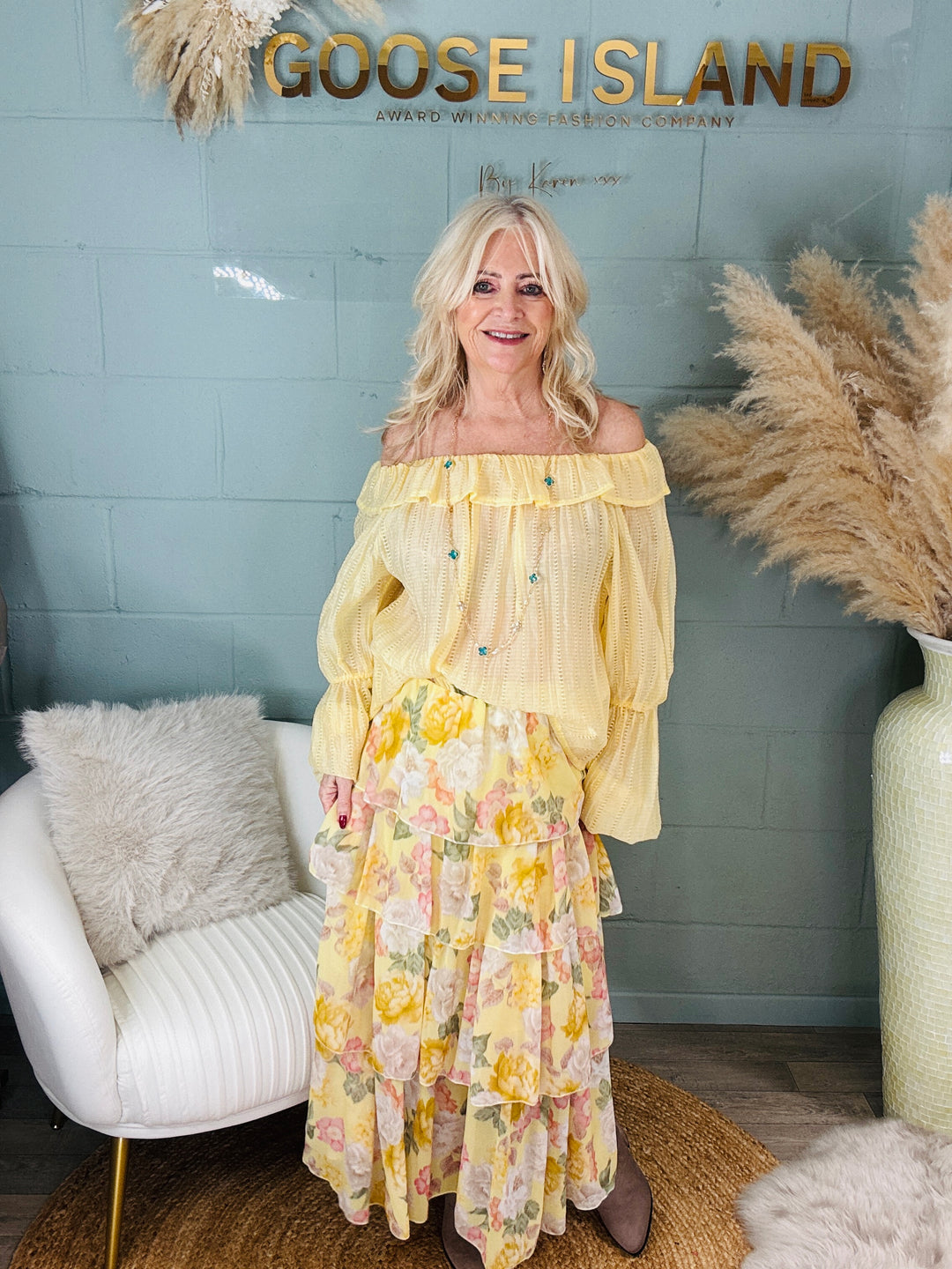 Ersilia Bardot Top Lemon