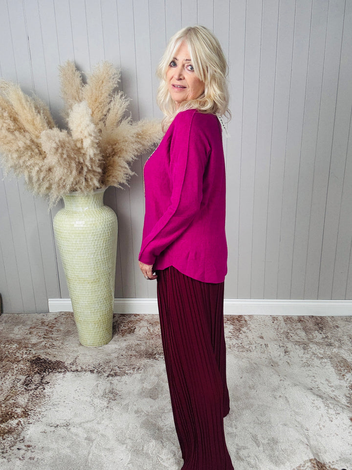 Anabelle V-Neck Jumper Magenta