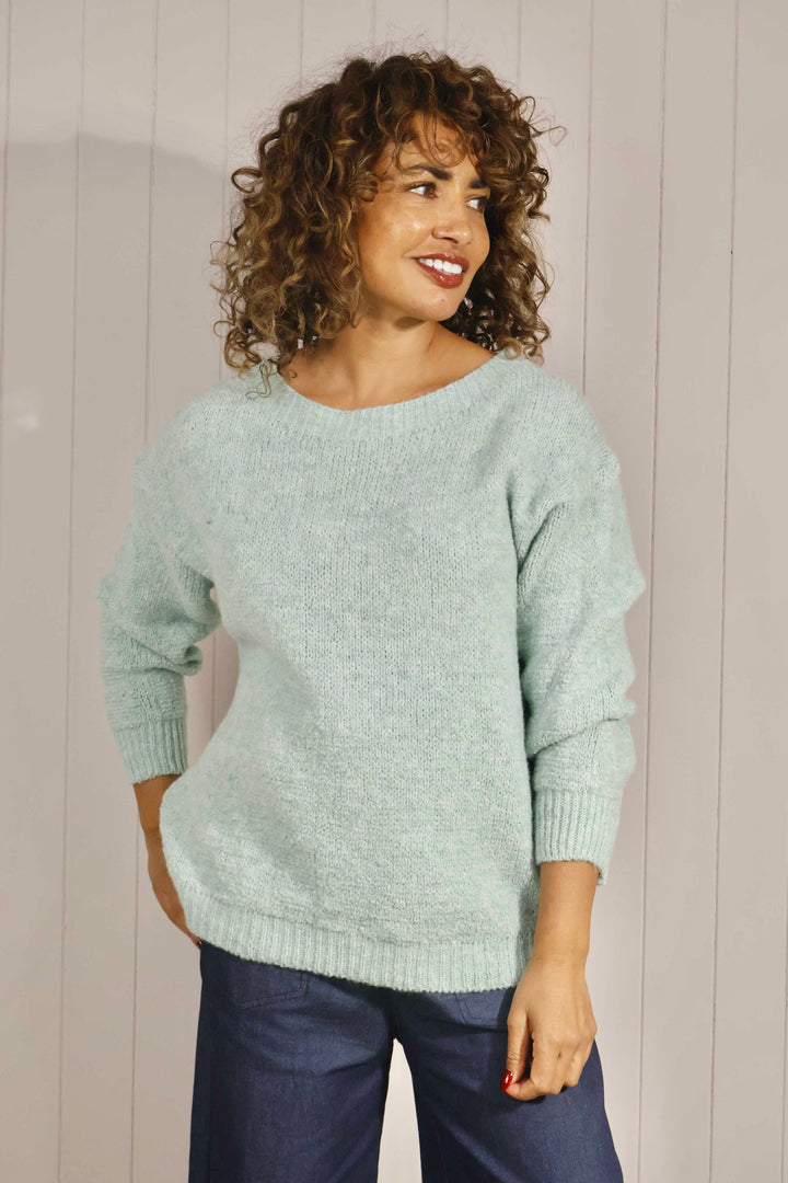 Kaylee Plain Knit Jumper Duck Egg Blue