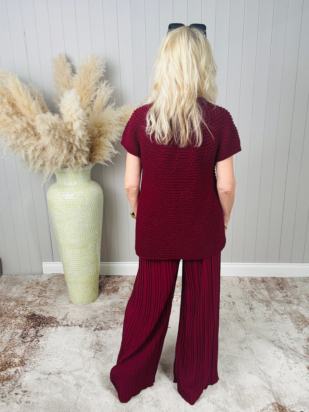 Bethany Button Cardigan Wine