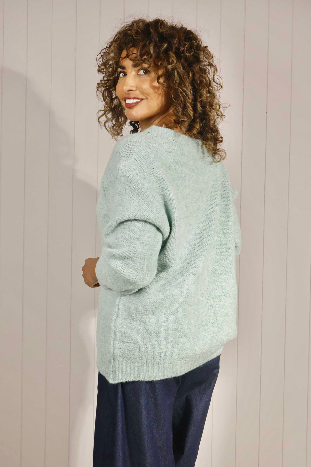 Kaylee Plain Knit Jumper Duck Egg Blue