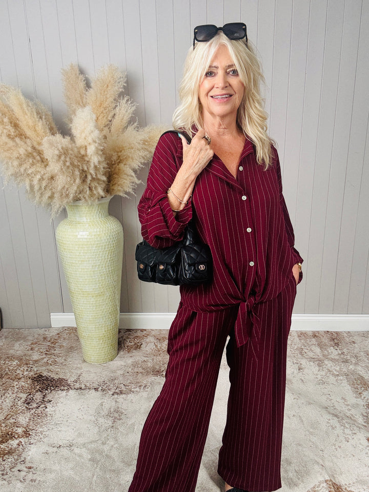 Avery Pinstripe Trousers Wine