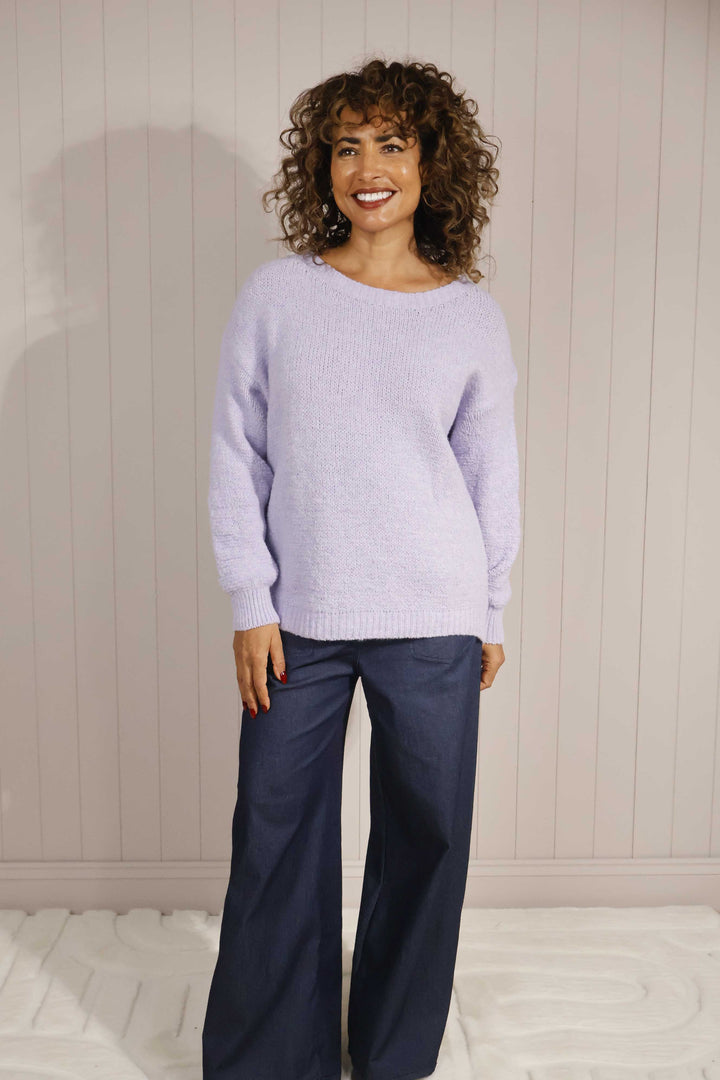 Kaylee Plain Knit Jumper Lilac