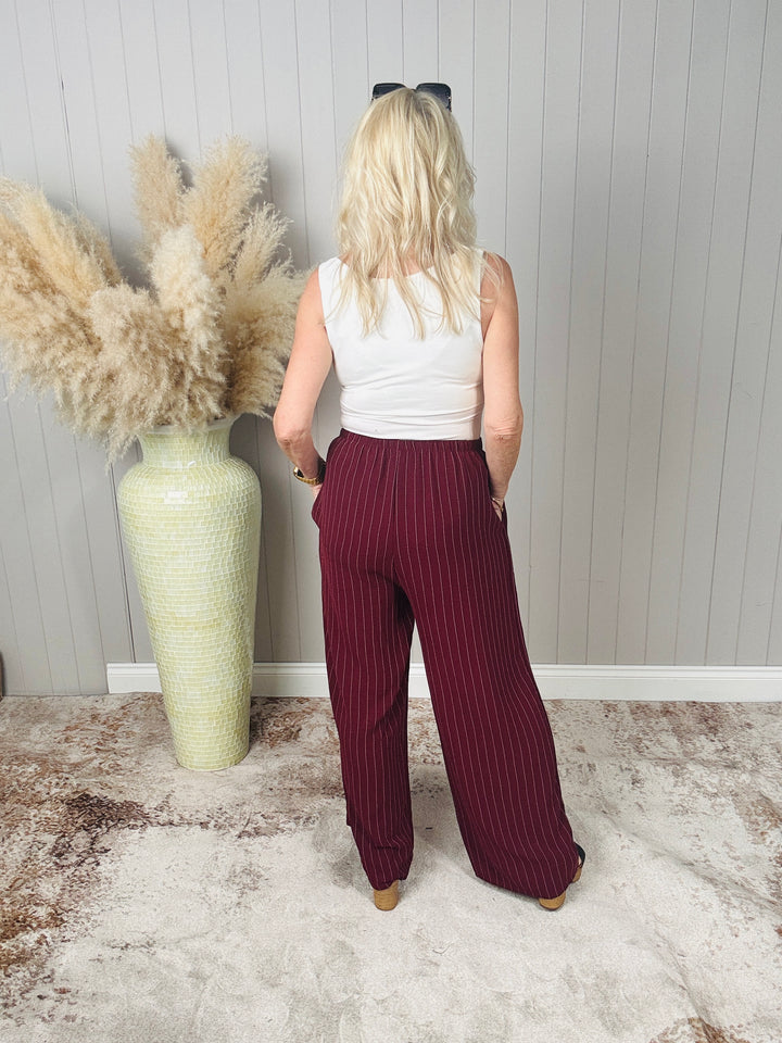 Avery Pinstripe Trousers Wine