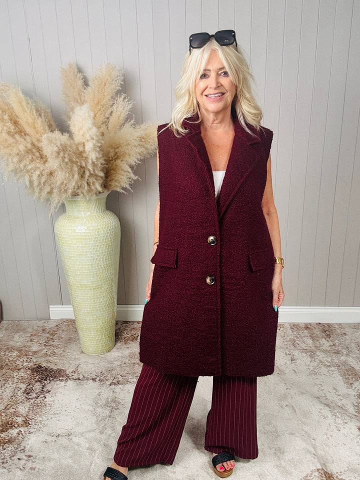 Briana Boucle Waistcoat Wine