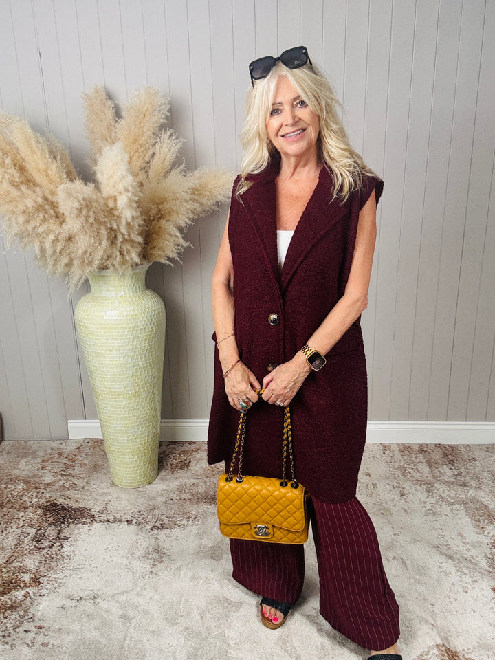 Briana Boucle Waistcoat Wine