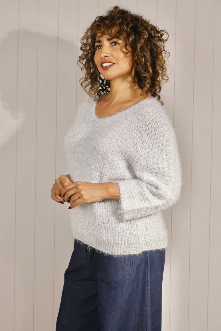 Fern Fluffy Knit Jumper Grey
