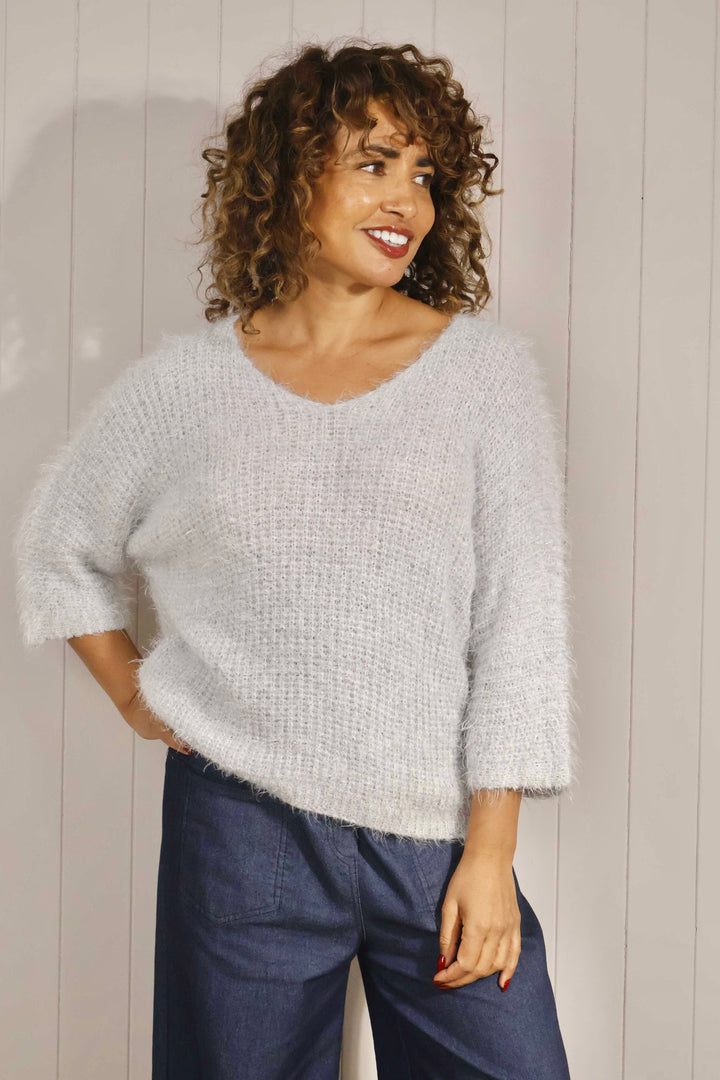 Fern Fluffy Knit Jumper Grey