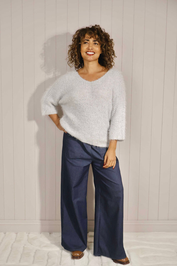 Fern Fluffy Knit Jumper Grey