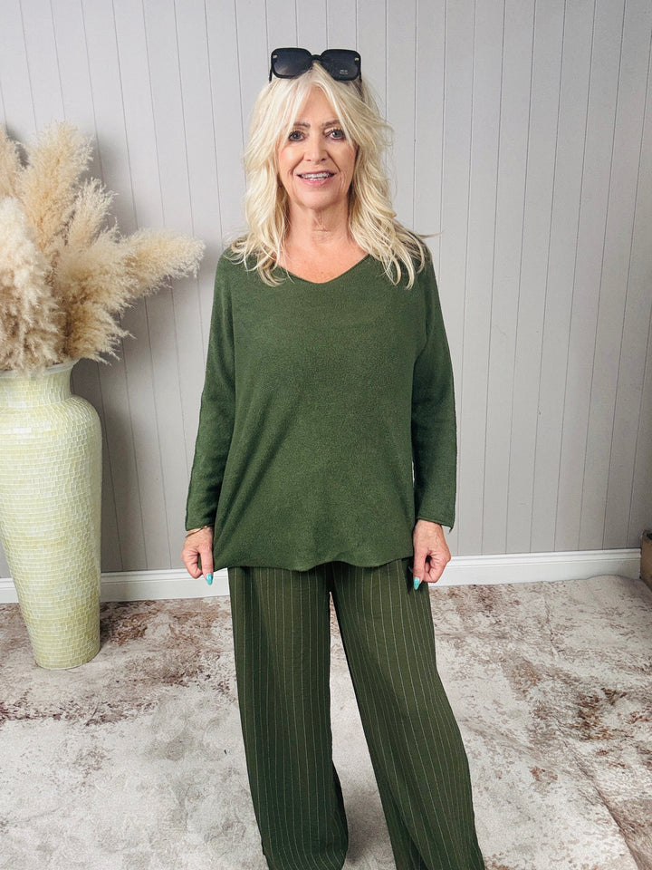 Anabelle V-Neck Jumper Khaki