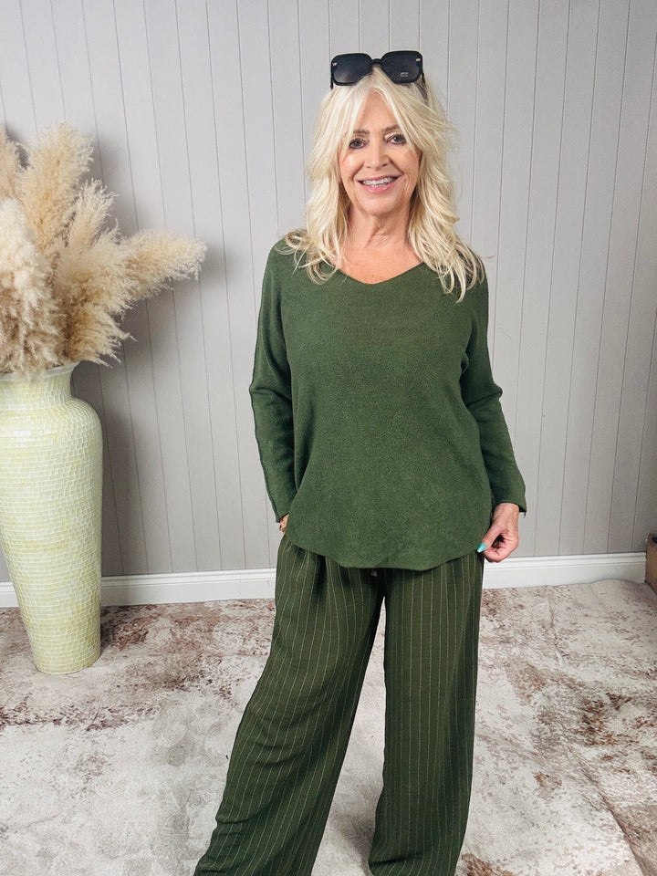 Anabelle V-Neck Jumper Khaki
