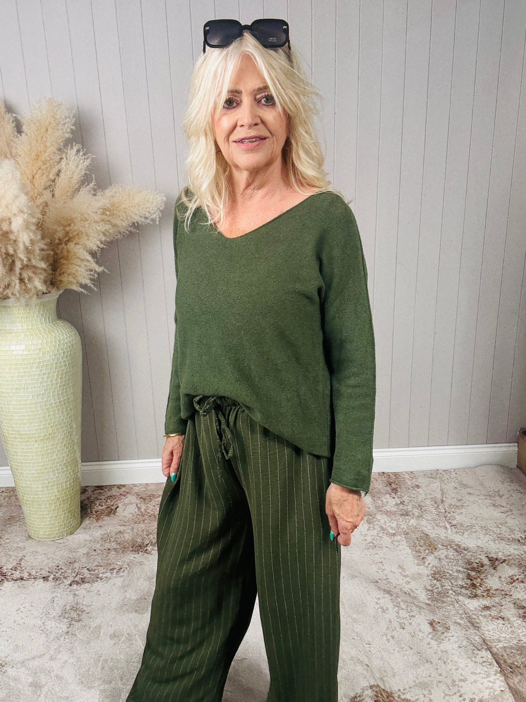 Anabelle V-Neck Jumper Khaki