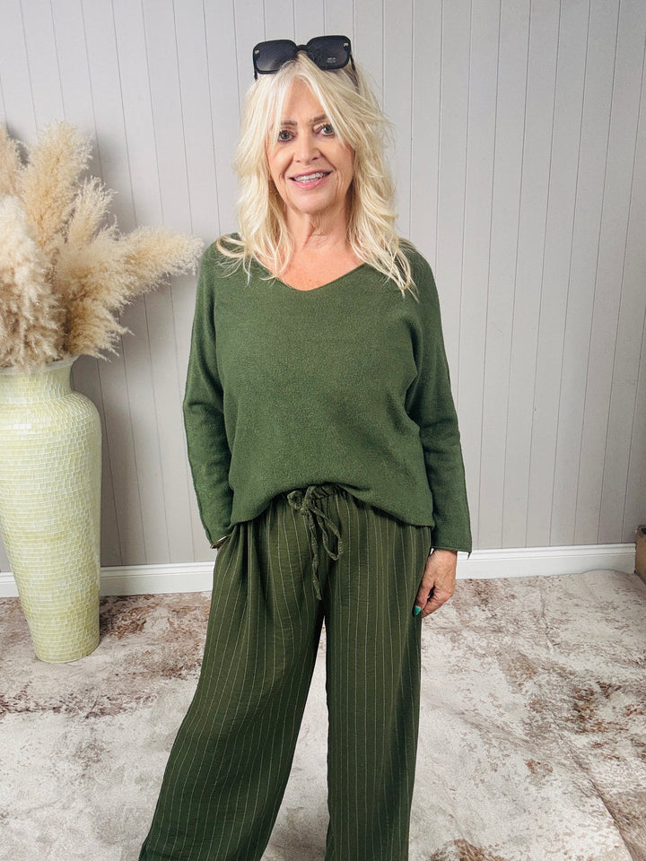 Anabelle V-Neck Jumper Khaki