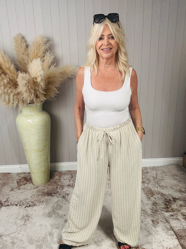 Avery Pinstripe Trousers Cream