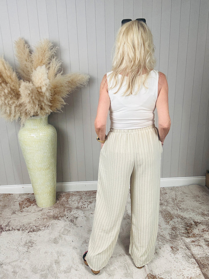 Avery Pinstripe Trousers Cream