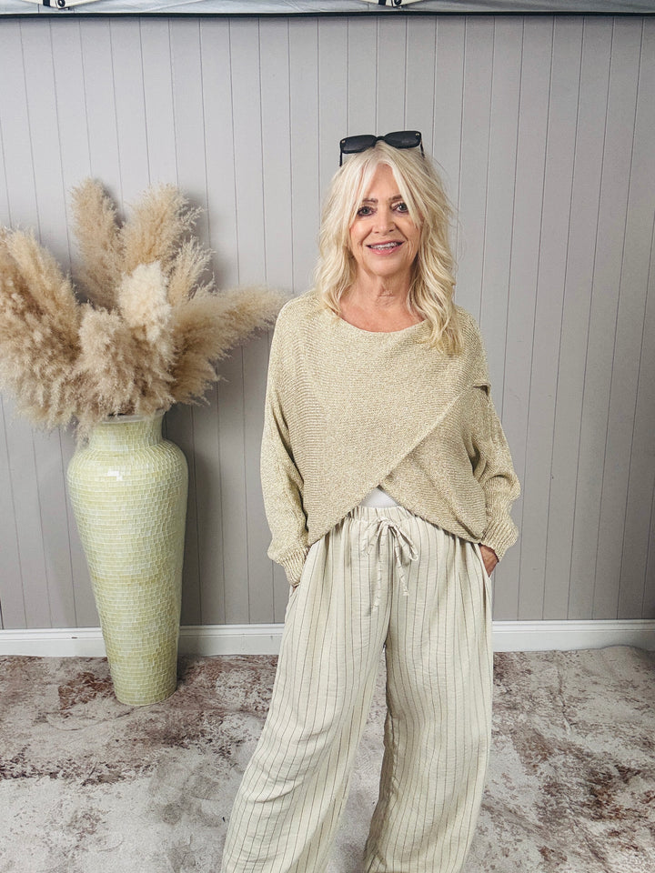 Avery Pinstripe Trousers Cream