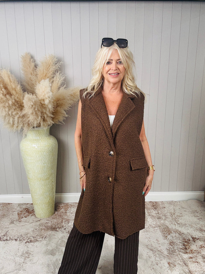 Briana Boucle Waistcoat Chocolate