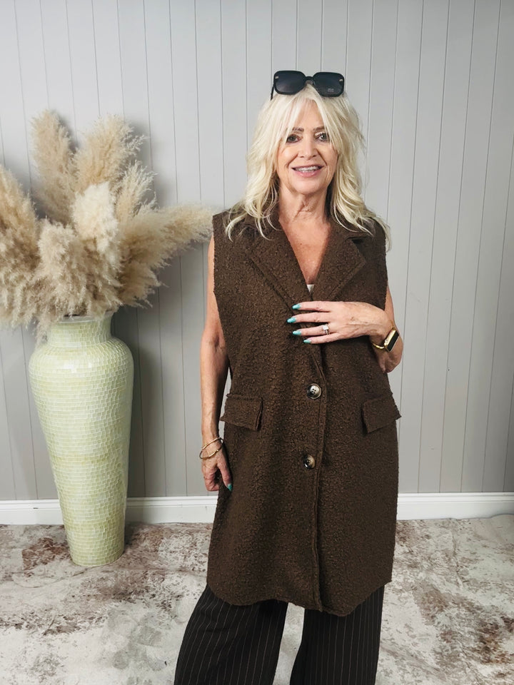 Briana Boucle Waistcoat Chocolate