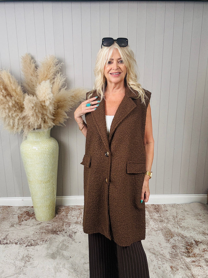 Briana Boucle Waistcoat Chocolate