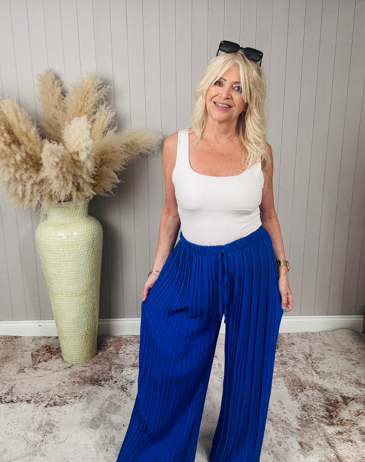Polly Pleat Trousers Royal Blue