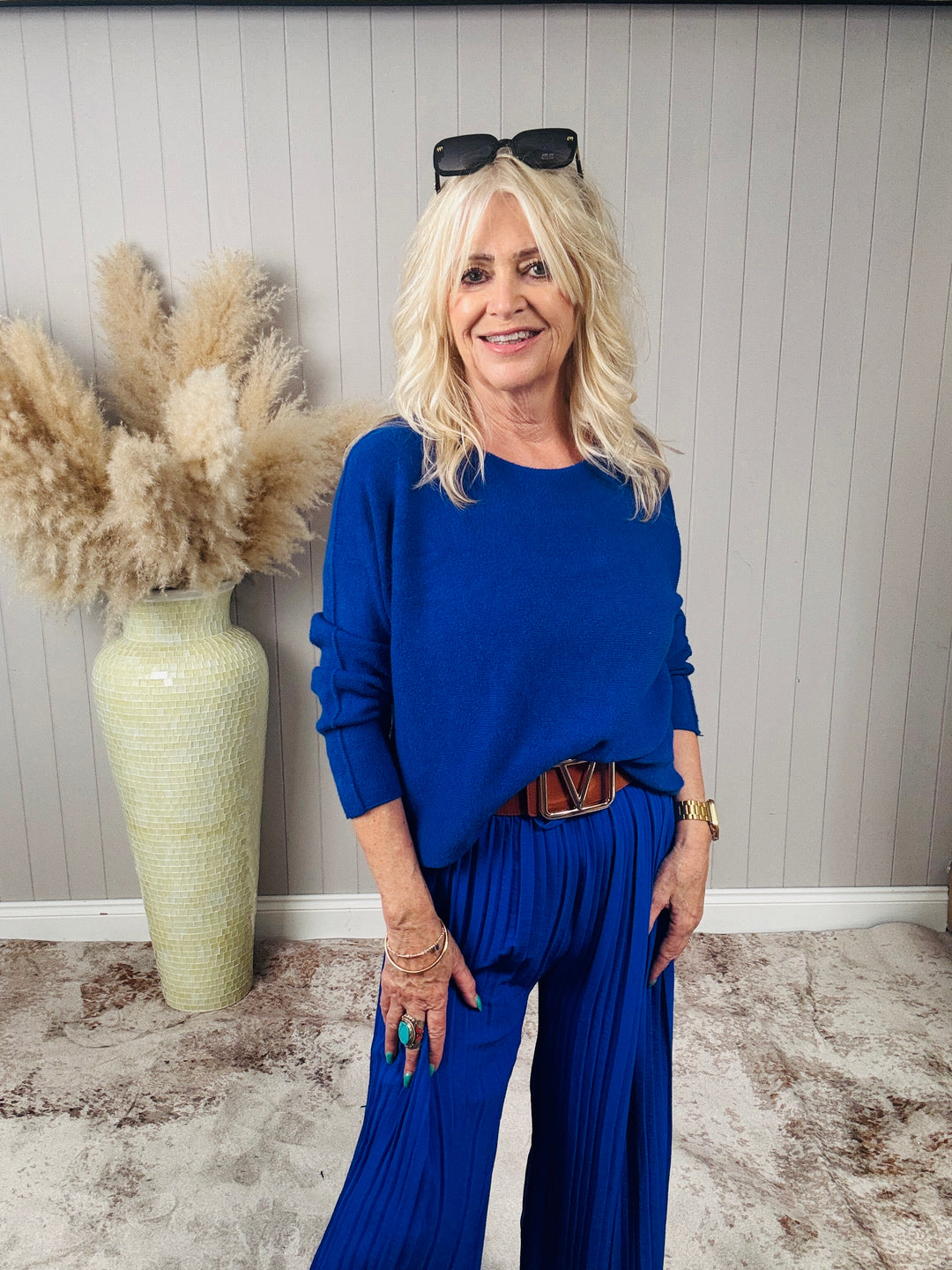 Polly Pleat Trousers Royal Blue
