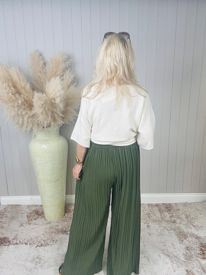 Polly Pleat Trousers Khaki