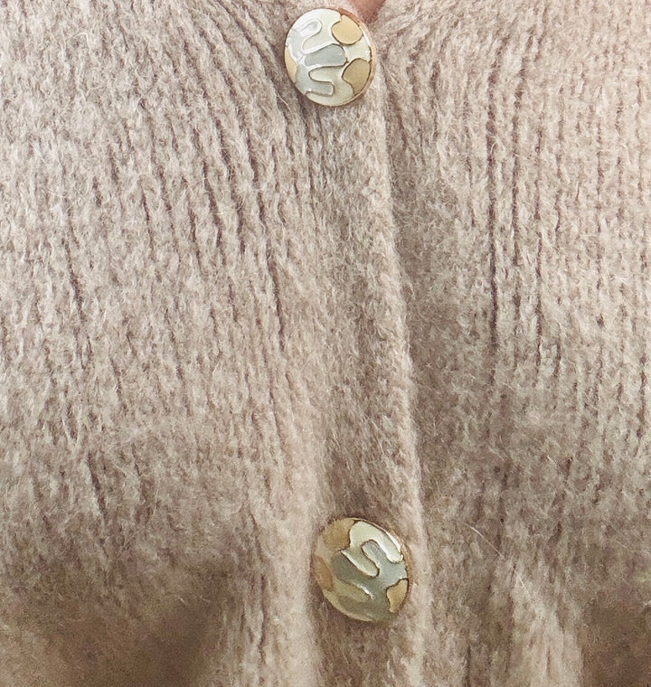 Bella Bow Sleeveless Cardigan Beige
