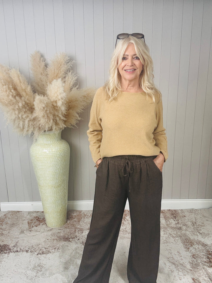 Liora Linen Trousers Chocolate