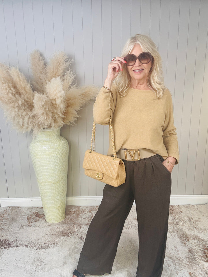 Liora Linen Trousers Chocolate