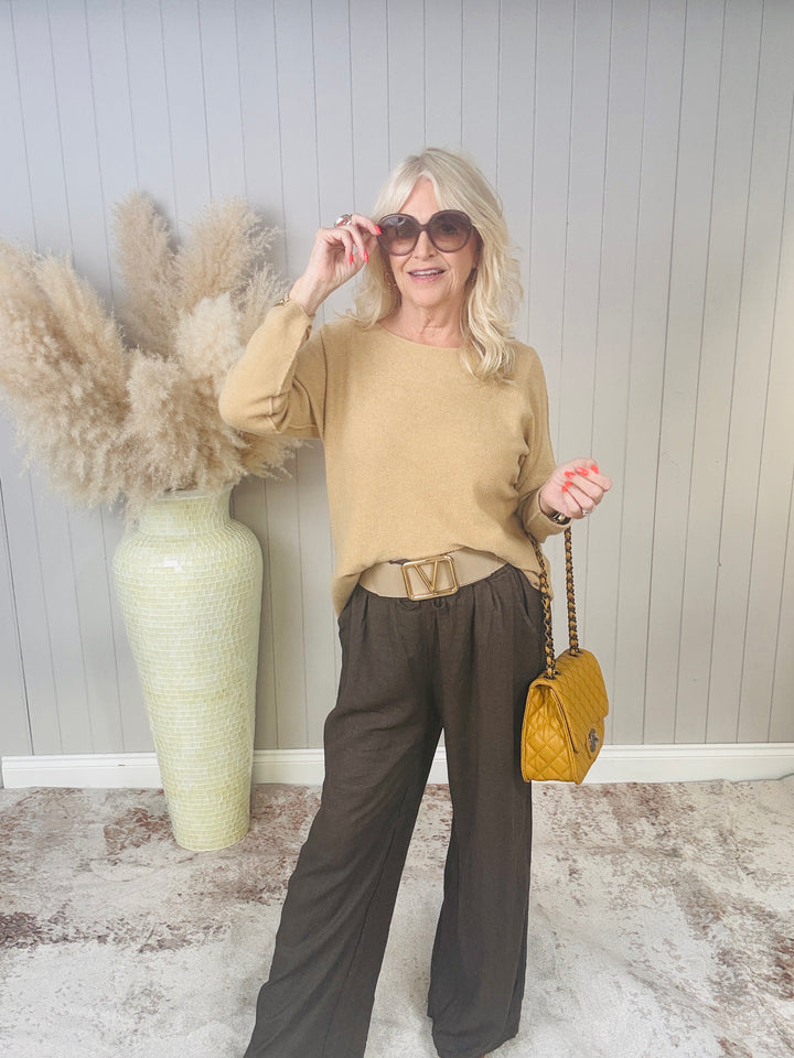Liora Linen Trousers Chocolate
