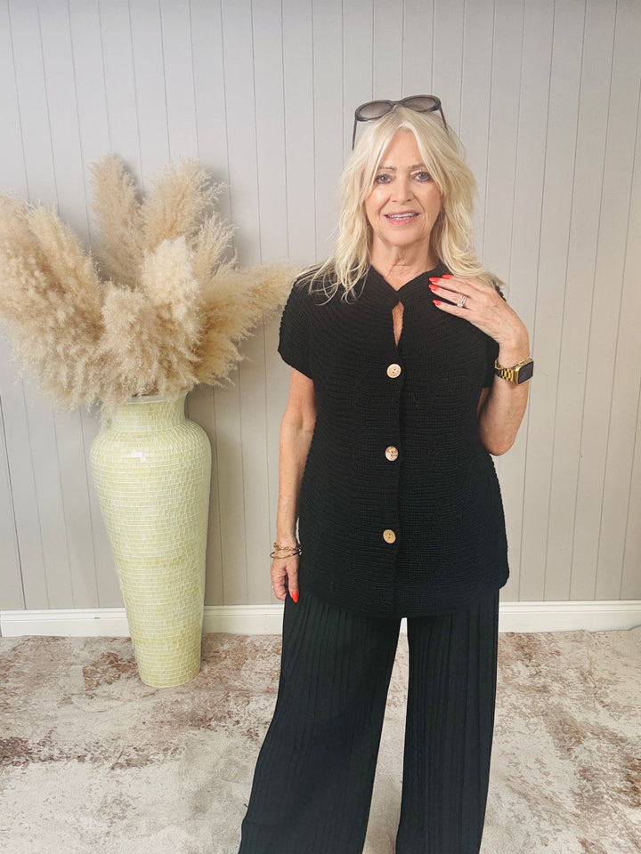 Bethany Button Cardigan Black