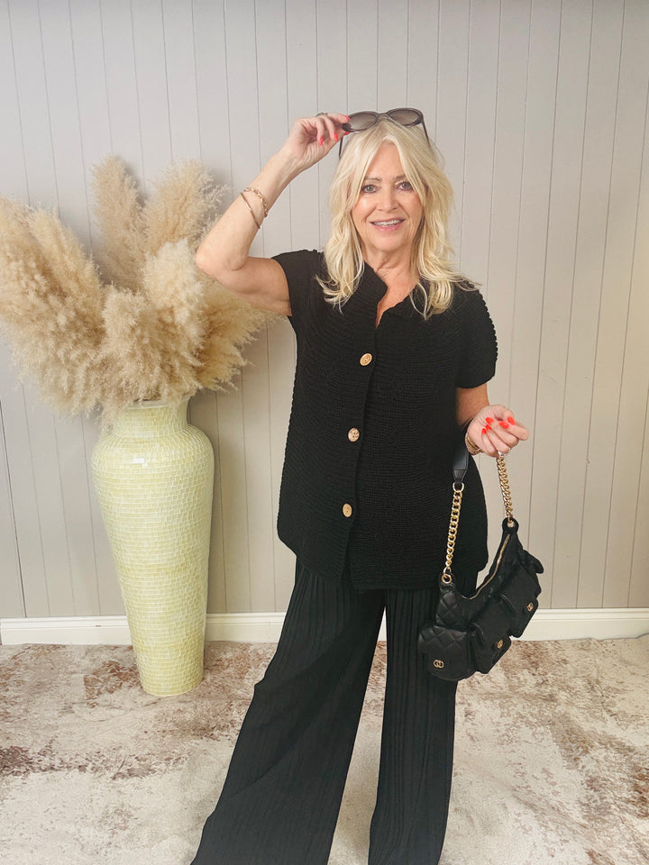 Bethany Button Cardigan Black