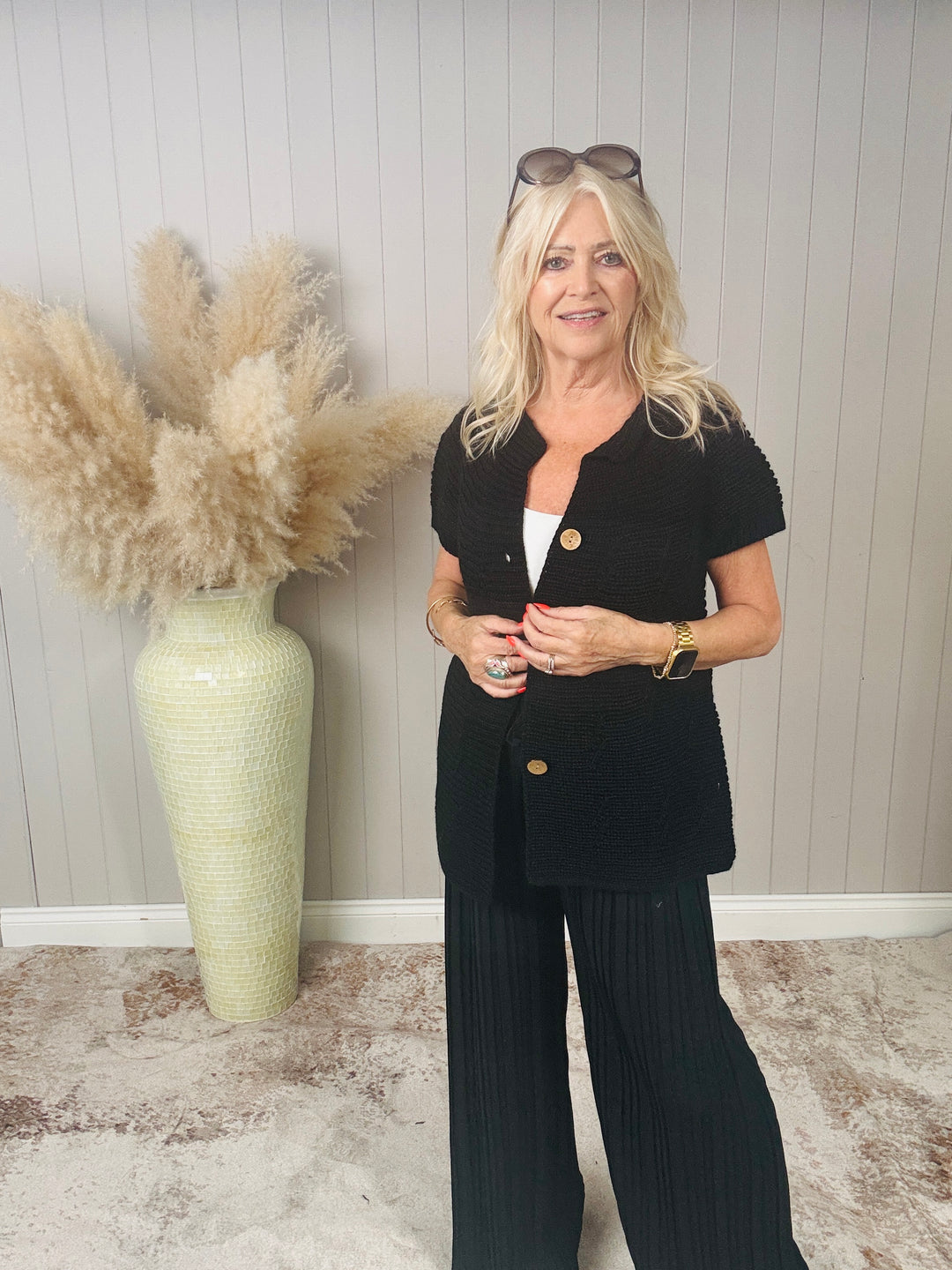 Polly Pleat Trousers Black