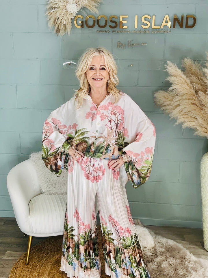 Portia Pleat Trousers Cream