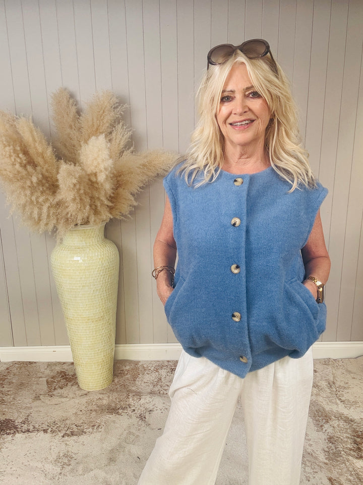 Eve Sleeveless Jacket Blue