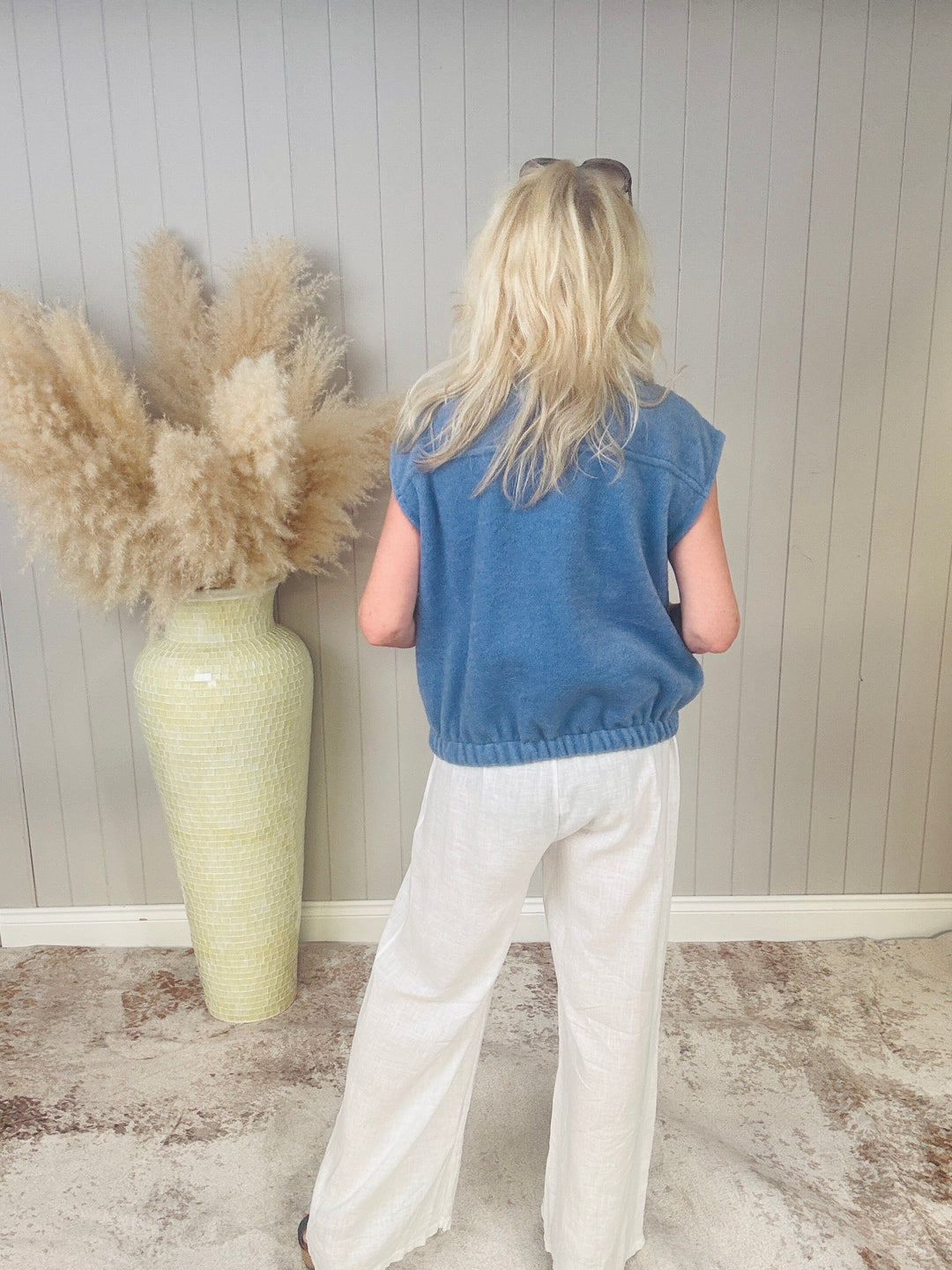 Eve Sleeveless Jacket Blue