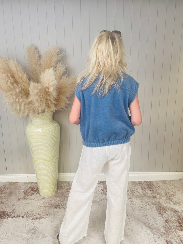 Eve Sleeveless Jacket Blue