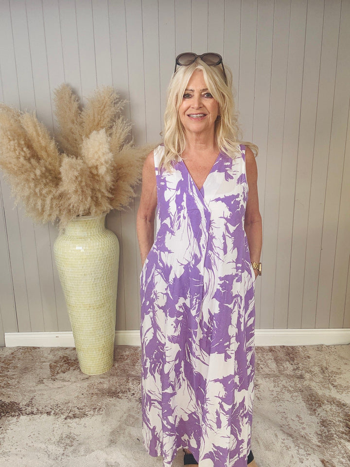 Splash Pocket A-Line Dress Lilac (no label)