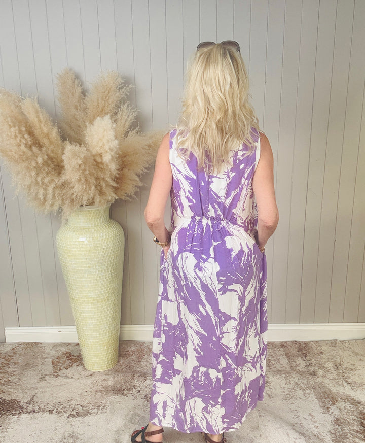 Splash Pocket A-Line Dress Lilac (no label)