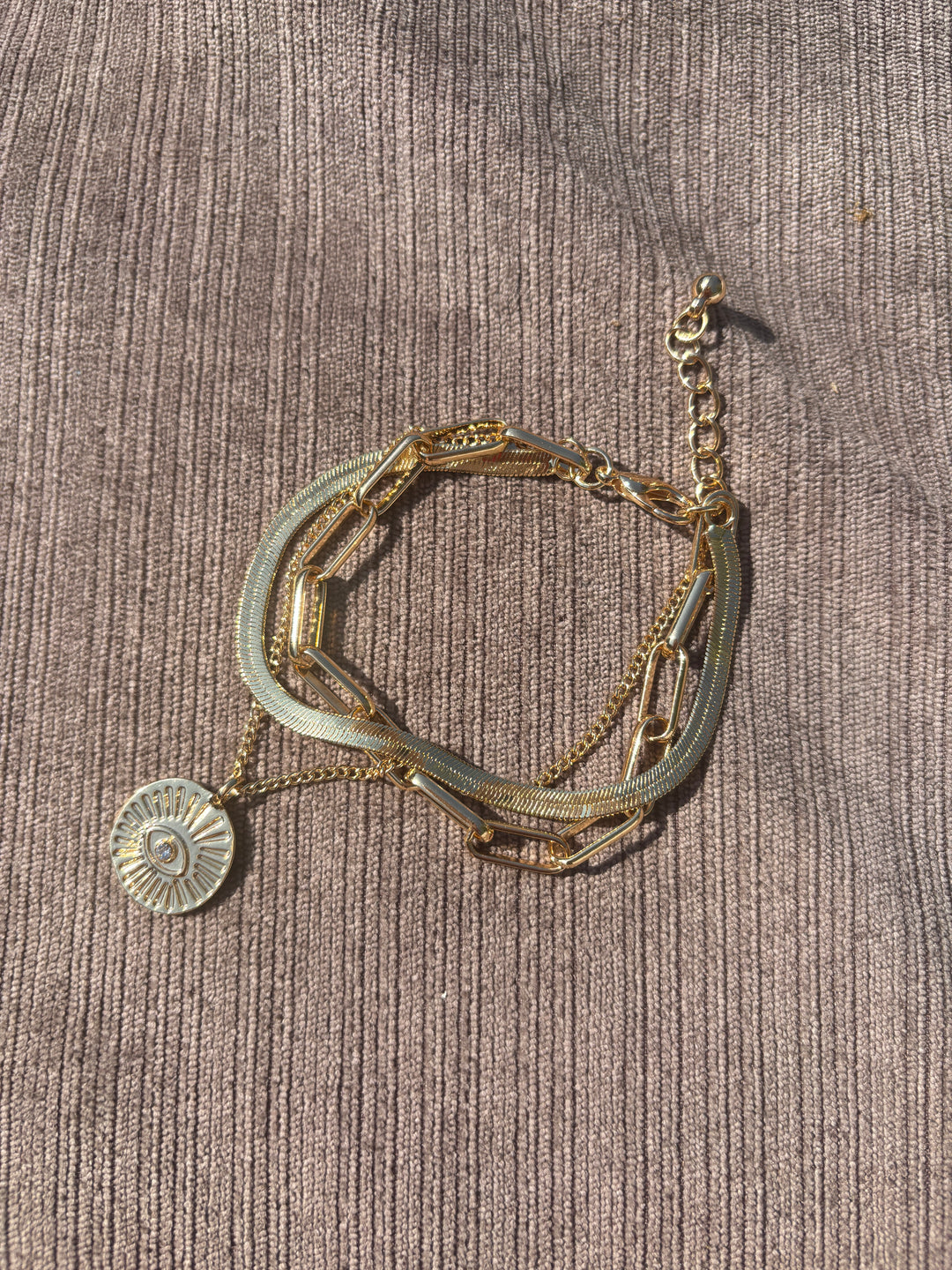 Evil Eye Charm Bracelet Gold