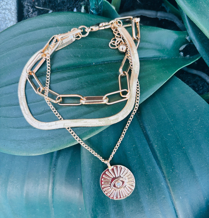 Evil Eye Charm Bracelet Gold