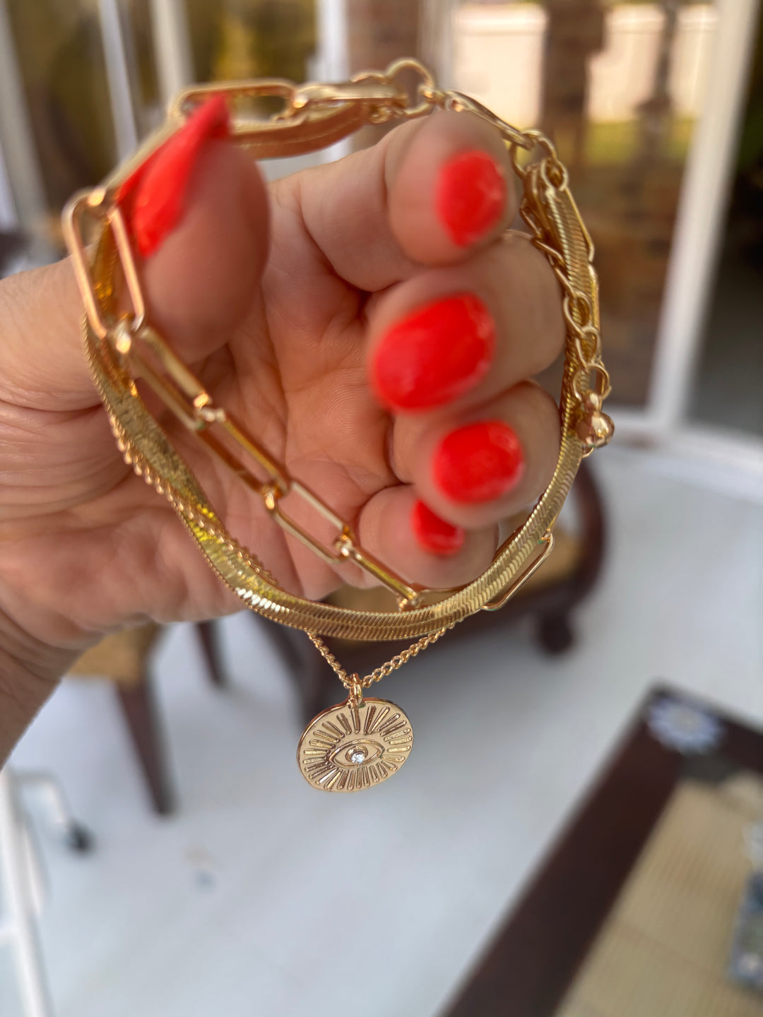 Evil Eye Charm Bracelet Gold