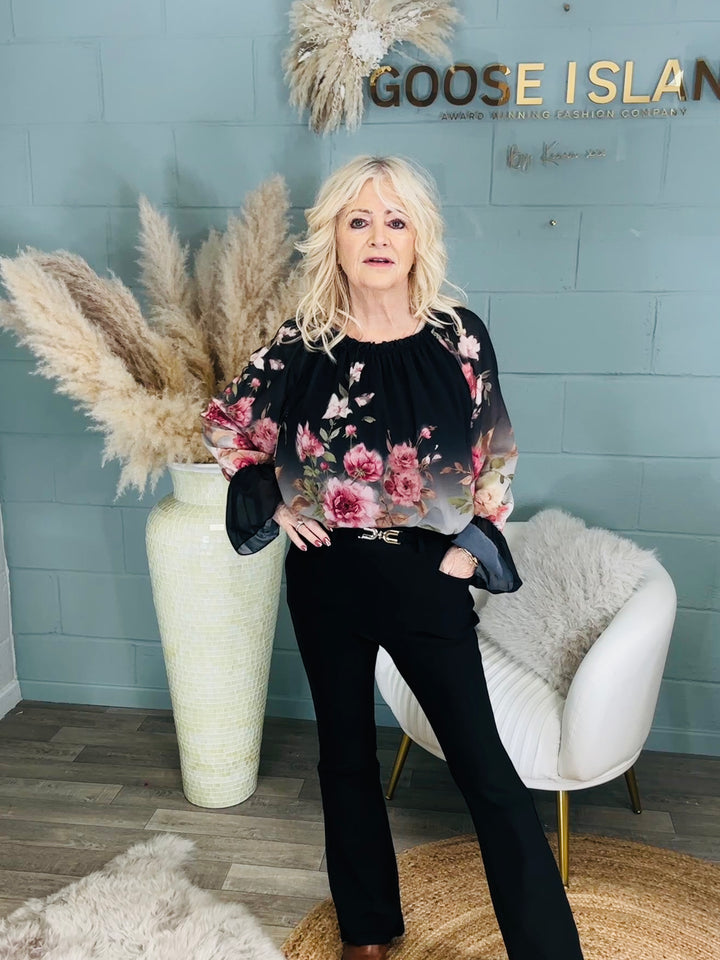 Gold Buckle Treggings Black