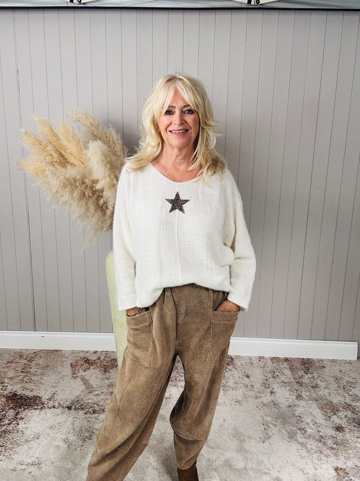 Bryony Brushed Star Jumper Cream