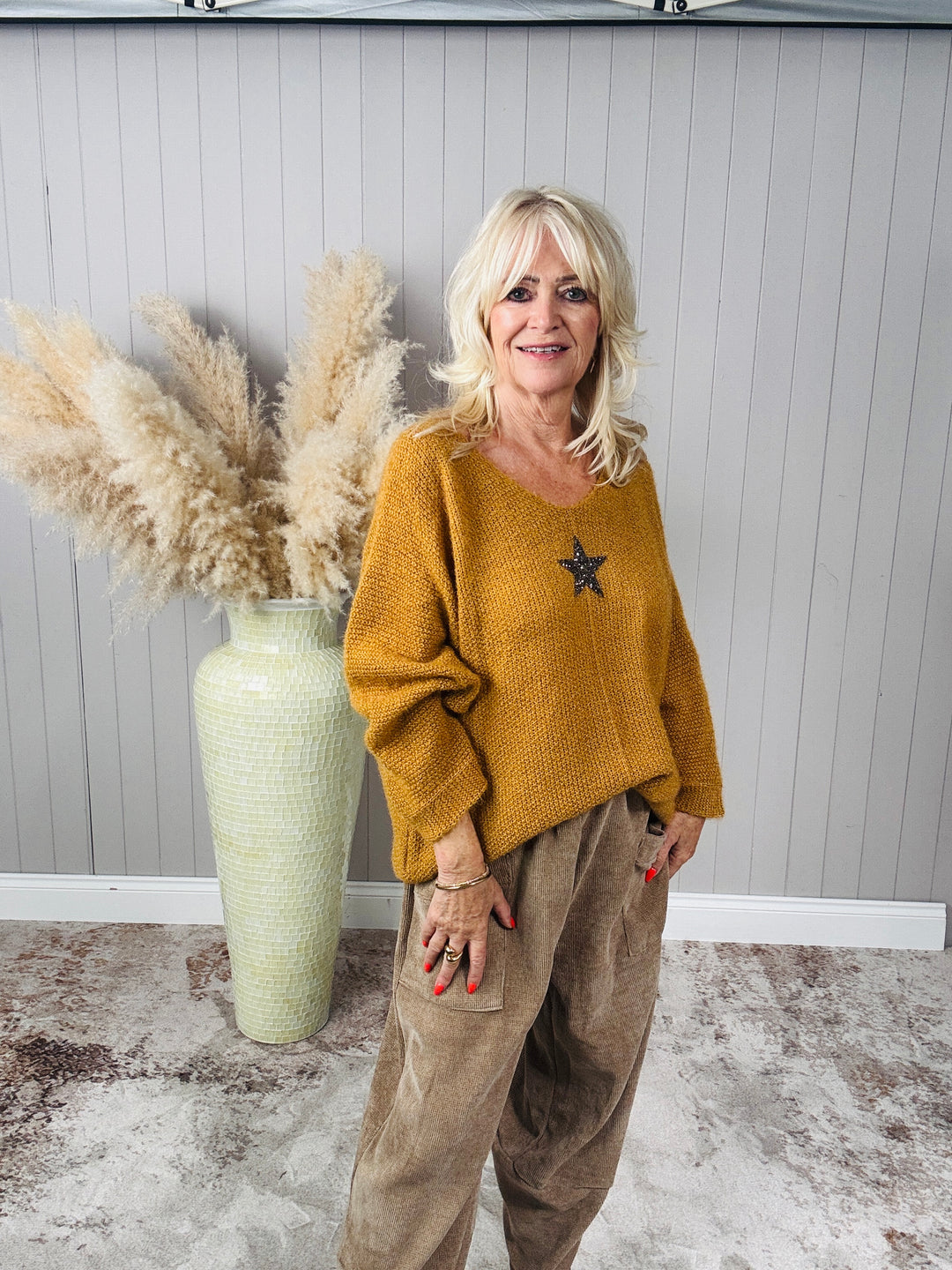 Bryony Brushed Star Jumper Mustard